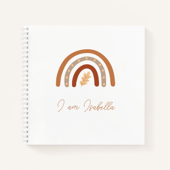 Boho Heart and Leaf Rainbow Kids "I am" Carnet (Devant)
