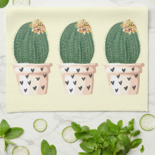 Boho Heart Cactus Pot Kitchen Towel
