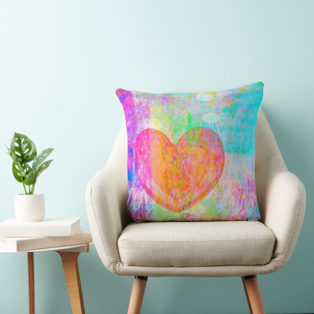 Boho Heart Collage Throw Pillow (Chair)