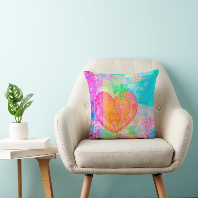 Boho Heart Collage Throw Pillow (Chair)