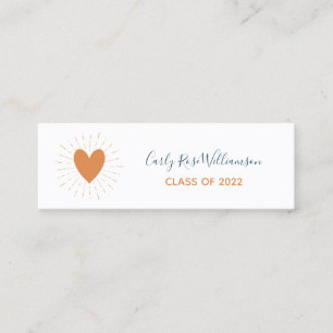 Boho Heart Cute Girly Graduation Name Calling Card