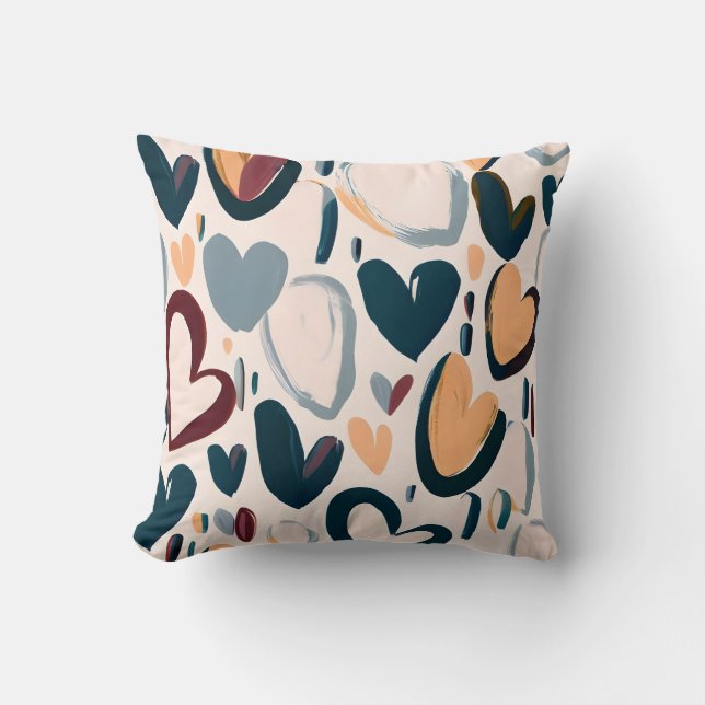 Boho Heart Pattern  Throw Pillow (Front)