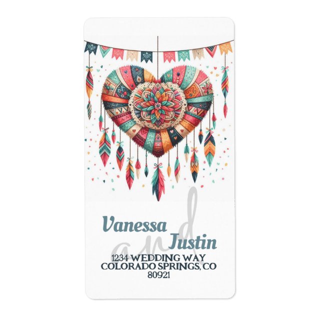 Boho Heart Piniata Address (Front)