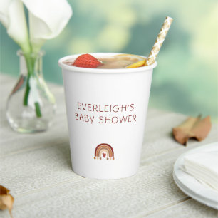 Boho Heart Rainbow Baby Shower Paper Cups