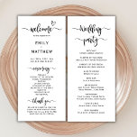 Boho Heart Script Calligraphy Wedding Ceremony Program<br><div class="desc">Chic Boho Heart Script wedding program is perfect for a modern minimal wedding. All the wedding ceremony information and the wedding party's name listed on this program. Design featuring black cursive hand lettered typography/calligraphy brush font on a white background, with a simple clean look. Including the name of the bride...</div>