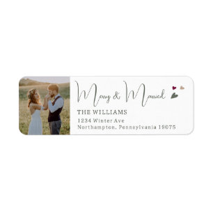 Boho Hearts Merry & Married Photo Return Adresse