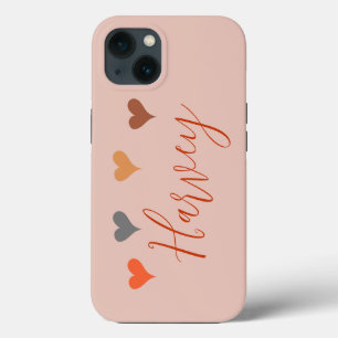 Boho hearts with name custom iPhone 13 case