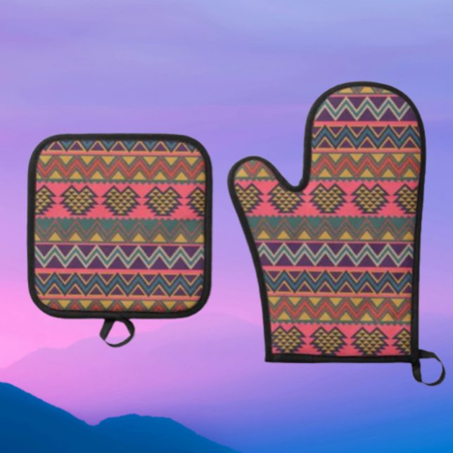 Boho Heat Guard Set –Tribal Oven Mitt & Pot Holder (Creator Uploaded)