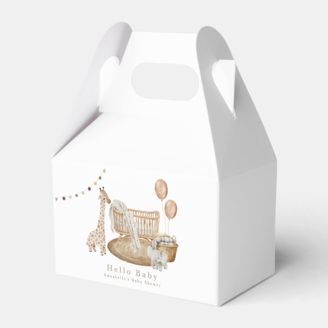 Boho Hello Baby Nursery Crib Baby Shower Favor Box (Front Side)