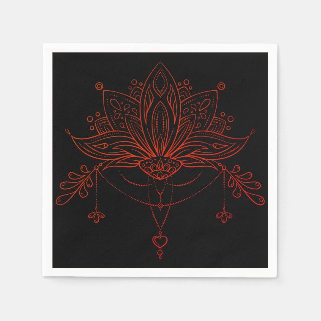 Boho Henna Lotus Flower Napkin (Front)