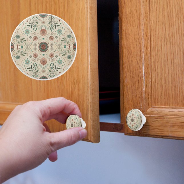 Boho Herbs Pattern Ceramic Knob (Creator Uploaded)