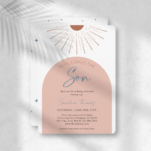 Boho Here Comes The Son Baby Shower Invitation