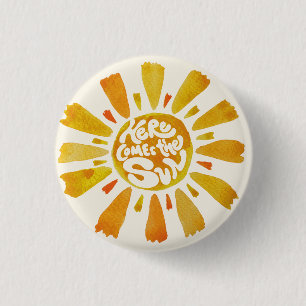 Boho Here Comes The Sun Baby Shower 1 Inch Round Button