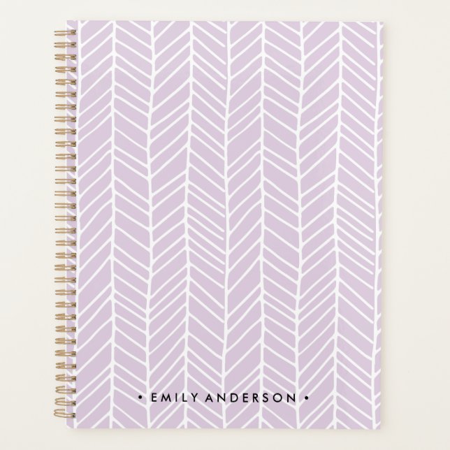 Boho Herringbone Lavender Purple Planner (Front)