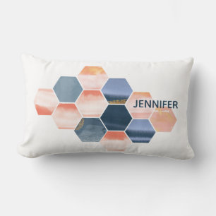 Boho Hexagons Your Name Lumbar Pillow