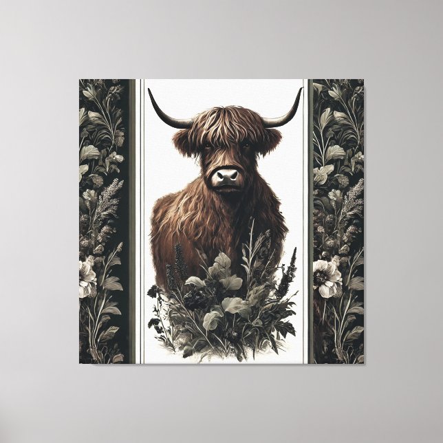 Boho Highland Cow Canvas Print (Front)