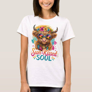 Boho Highland Cow Sun Kissed Soul Graphic T-Shirt