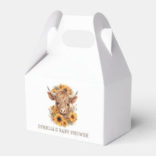 Boho Highland Cow Sunflowers Baby Shower Thank You Favor Box