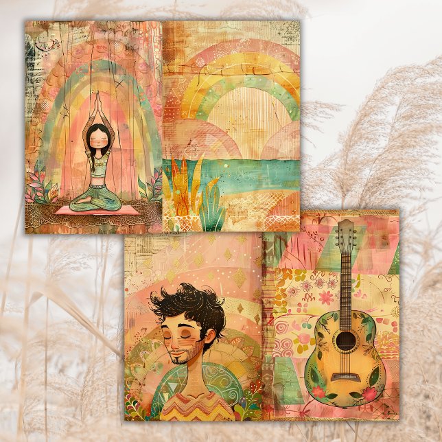 Boho Hippie Colorful Animaux Junk Journal Papier (Créateur téléchargé)