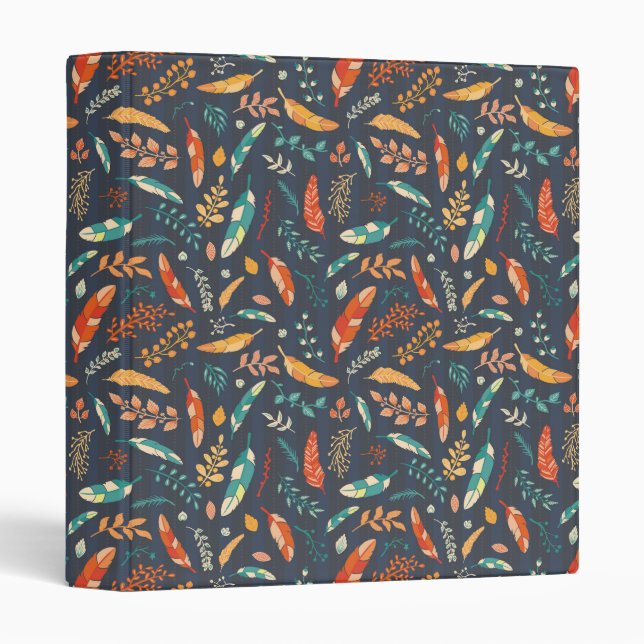 Boho Hippie Feather Pattern Binder (Front/Spine)