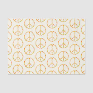 Boho Hippie Floral Peace Sign Pattern in Yellow  Tissue Paper