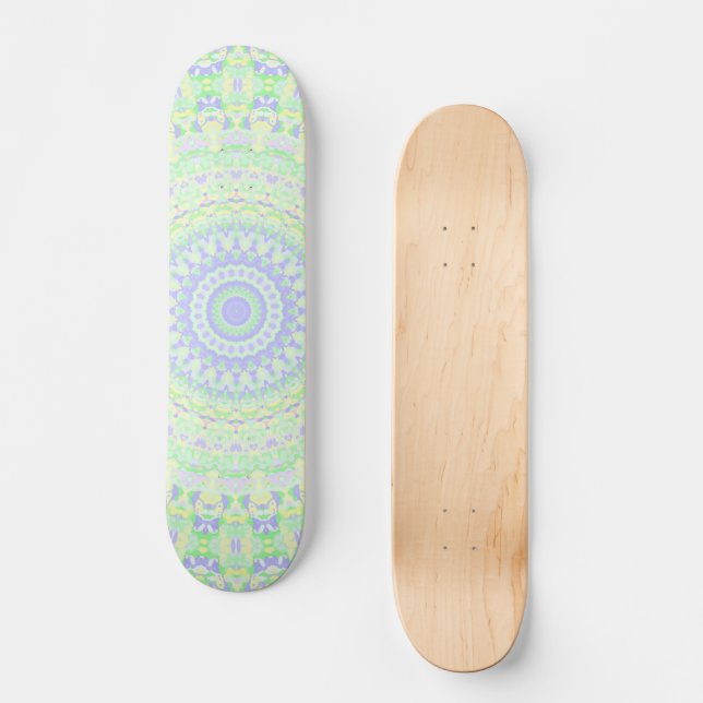 Boho Hippie Funky Eclectic Spring Pastel Mandala Skateboard (Front)