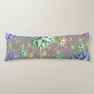 Boho Hippie Groovy Shiny Colourful Rainbow Fractal Body Pillow