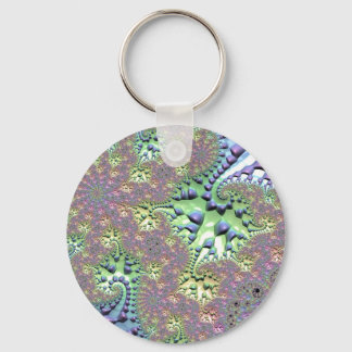 Boho Hippie Groovy Shiny Colourful Rainbow Fractal Keychain