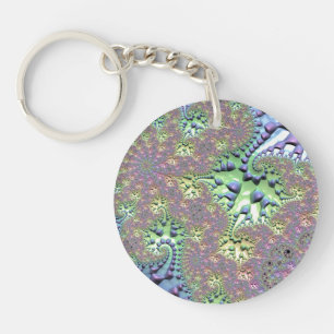 Boho Hippie Groovy Shiny Colourful Rainbow Fractal Keychain