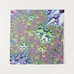 Boho Hippie Groovy Shiny Colourful Rainbow Fractal Tapestry