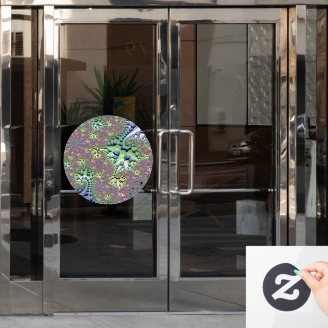 Boho Hippie Groovy Shiny Colourful Rainbow Fractal Window Cling (Office Door)
