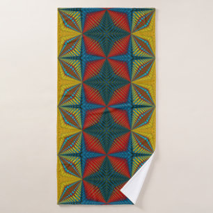 Boho Hippie Red Yellow Blue Vintage Tribal Ethnic Bath Towel