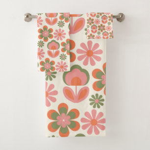 Boho Hippie Retro les années 70 Fleur Motif rose v