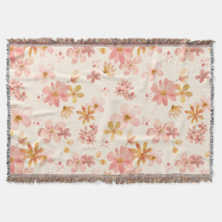 Boho hippie rustic earthy natural flowers throw blanket