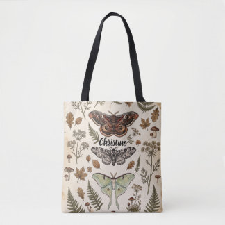 Boho Hippie Witchy Mystical Moths Tote Bag