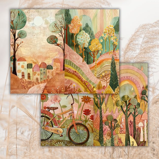 Boho Hippie Woods Bike Junk Journal papier (Créateur téléchargé)