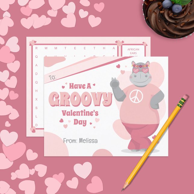 Boho Hippo Kids Valentine's Day Card (Creator Uploaded)