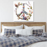 Boho Hippy 60s 70s Peace Sign Canvas Print