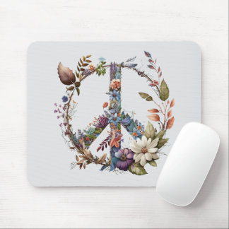 Boho Hippy 60s 70s Peace Sign Mouse Pad
