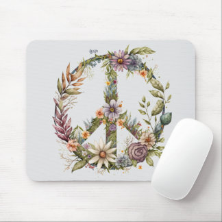 Boho Hippy 60s 70s Peace Sign Mouse Pad