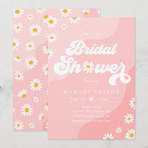 Boho Hippy Vibes Pink Daisy Festival Bridal Shower Invitation