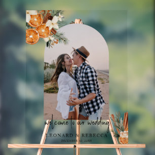 Boho hiver Floral photo Mariage Acrylique Signal