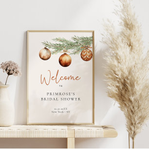 Boho Holiday Bridal Shower Winter Welcome Poster