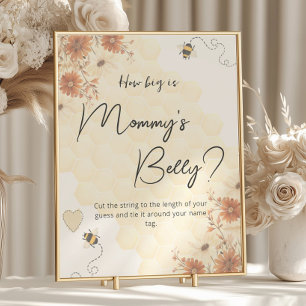 Boho Honey Baby Shower How Big Is Mommy's Belly Poster