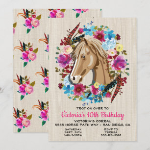 Boho Horse Birthday Party Invitation