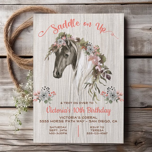 Boho Horse Birthday Party Invitation (Creator Uploaded)