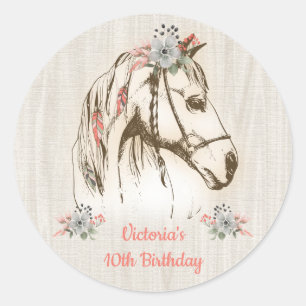 Boho Horse Birthday Party Stickers