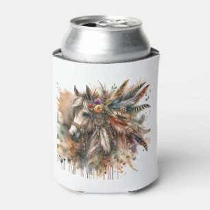 Boho Horse with feathers Can Cooler