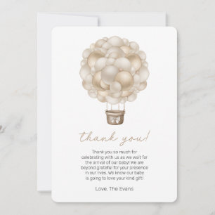 Boho Hot Air Balloon Baby Shower Thank You Card