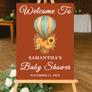 Boho Hot Air Balloon Fall Baby Shower Welcome Acrylic Sign